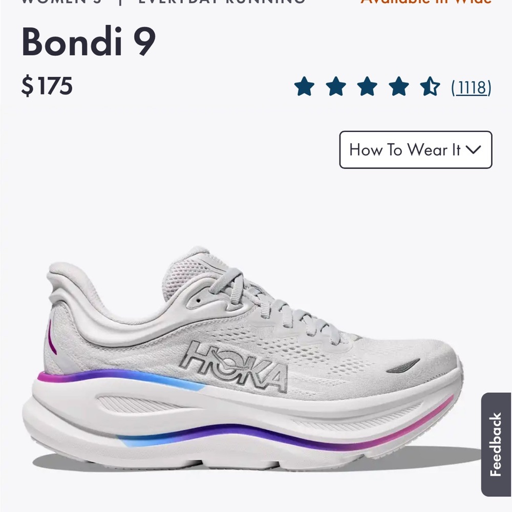 Hoka Bondi 9 Women's Running Shoes - White and Purple size 8